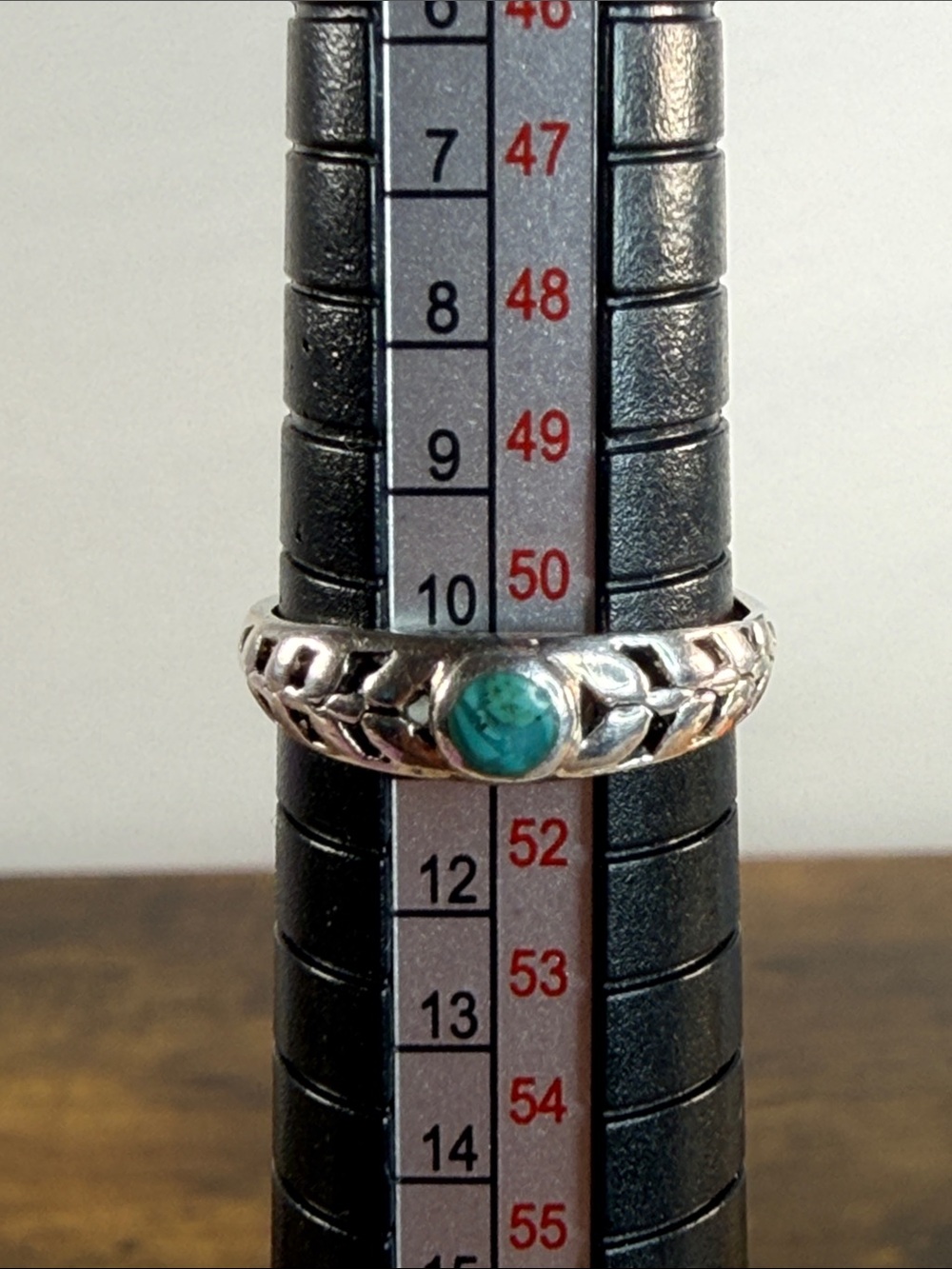 Navajo Indian Turquoise Stone Silver Band Ring - Teal, Size 5.5